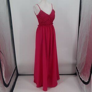 Modern Vintage Boutique Pink Floral Lace Top Maxi Dress Size Large